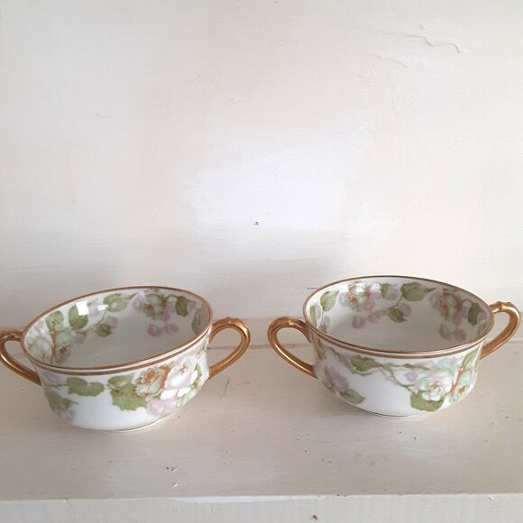 Antique 2 Haviland Limoges France Two-handle Cups Bouillon made for Westwater - Picture 6 of 6